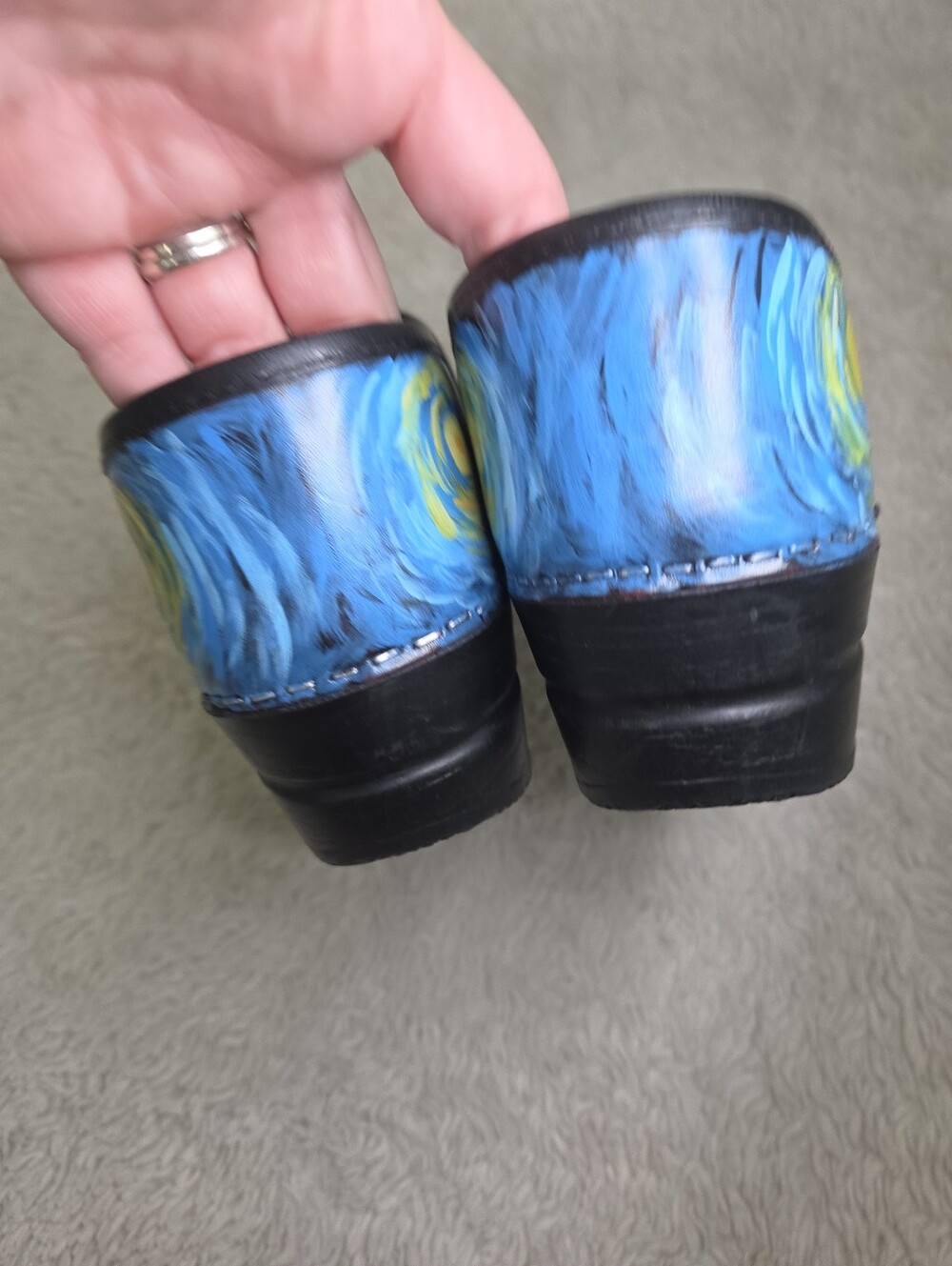 Women's Sanita Van Gogh Starry Night Art Print Clogs Shoes Sz 39 - Picture 10 of 15